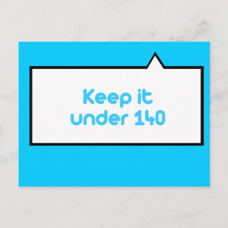 Behalt unter 140 Zeichen Postkarte