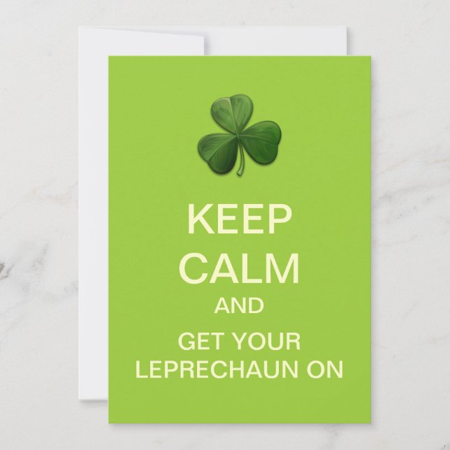 BEHALT von CALM und LEPRECHAUN auf individuelle Ei Einladung (Vorderseite)