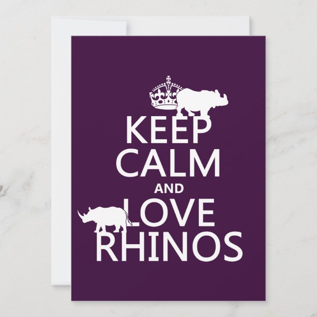 Behalt von Calm und Liebe Rhinos (beliebige Hinter Einladung (Vorderseite)