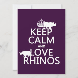 Behalt von Calm und Liebe Rhinos (beliebige Hinter Einladung