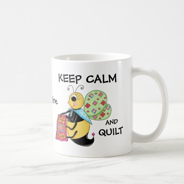 Behalt von Calm und Quilt Honey Bee Name Personali Kaffeetasse (Rechts)
