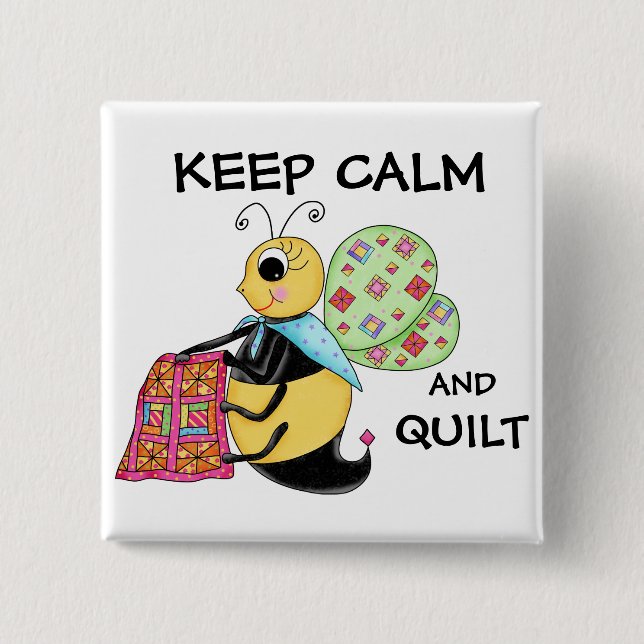 Behalt von Calm und Quilt Whimsy Honey Bee Art Button (Vorderseite)