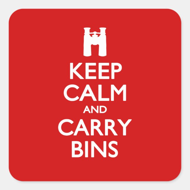 Behalt von Ruhe und Carry Bins Quadratischer Aufkleber (Vorderseite)