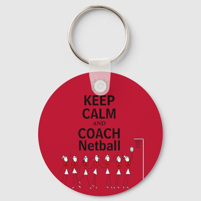 Behalt von Ruhe und Coach Netball Design Schlüsselanhänger (Vorderseite)