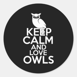 Behalt von Ruhe und Liebe Owls Nachtschwärmer Runder Aufkleber