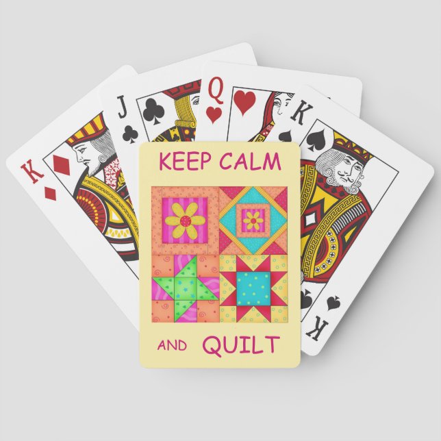 Behalt von Ruhe und Quilt für ein farbiges Patchwo Spielkarten (Rückseite)