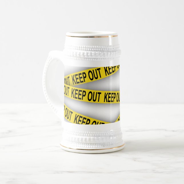 Behalt weg bleibe nicht überschreiten Polizei Band Bierglas (Vorderseite Links)