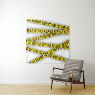 Behalt weg bleibe nicht überschreiten Polizei Band Wandteppich