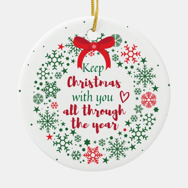 Behalt Weihnachten mit deiner Verzierung Keramik Ornament (Vorne)