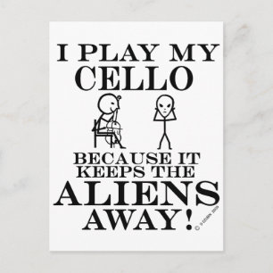 Behalte Außerirdischen Away Cello Postkarte