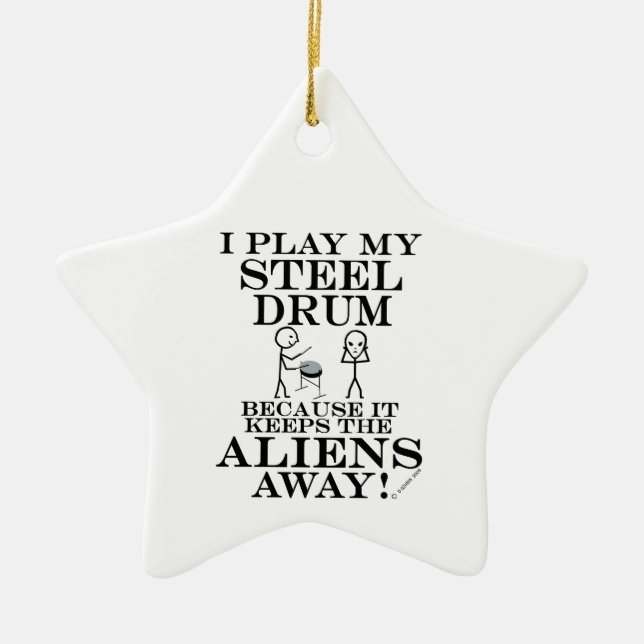 Behalte Außerirdischen Away Steel Trommelfell Kera Keramik Ornament (Vorne)