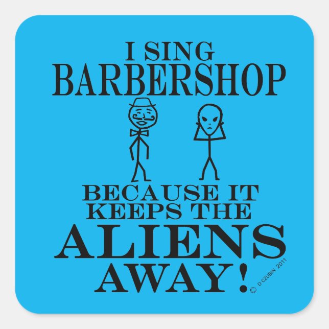 Behalte Außerirdischen weg Barbershop Square Stick Quadratischer Aufkleber (Vorderseite)