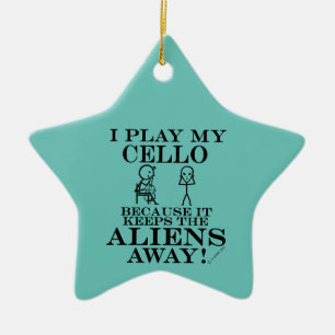 Behalte Außerirdischen weg Keramik Cello Ornament