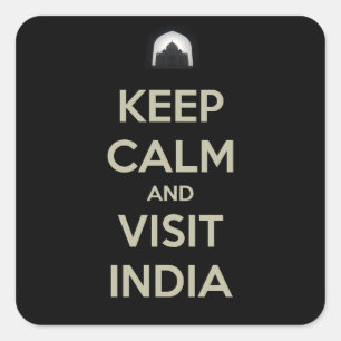 behalte Besuch India Quadratischer Aufkleber