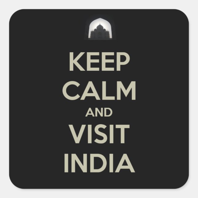 behalte Besuch India Quadratischer Aufkleber (Vorderseite)