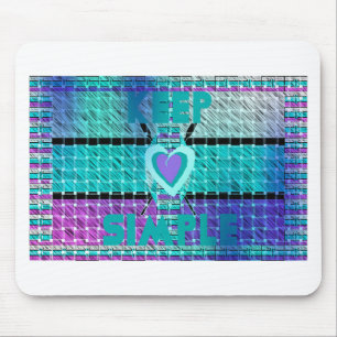 Behalte es einfach: Cyan Herz & Klarheitsmuster-Ku Mousepad