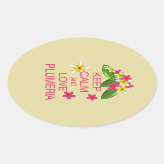 Behalten Ruhe und Liebe Plumeria Kunstdesign Ovaler Aufkleber