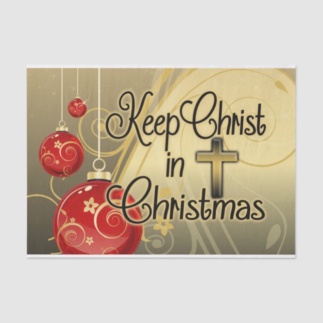 Behalten Sie Christus im Weihnachten, Gold/rotes Seidenpapier (Vorderseite)
