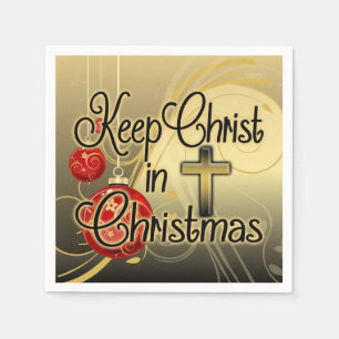 Behalten Sie Christus im Weihnachten, Gold/rotes Serviette