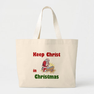 Behalten Sie Christus im Weihnachten Jumbo Stoffbeutel