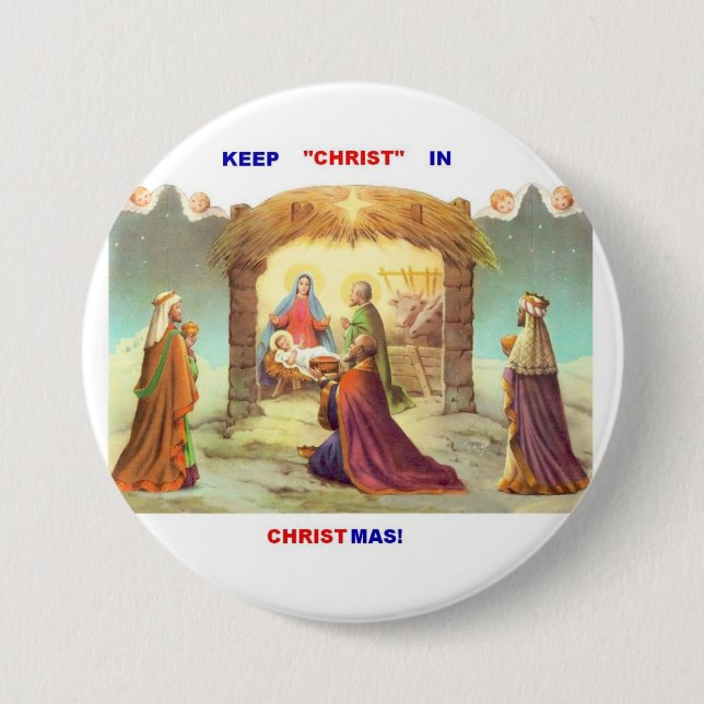 BEHALTEN SIE CHRISTUS IM WEIHNACHTSknopf-BUTTON Button (Vorderseite)