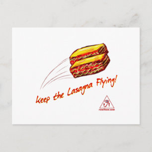 Behalten Sie die Lasagne-Fliegen-Gruß-Karte Postkarte