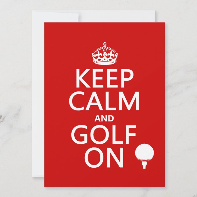 Behalten Sie die Ruhe und Golf an - verfügbar in Einladung (Vorderseite)