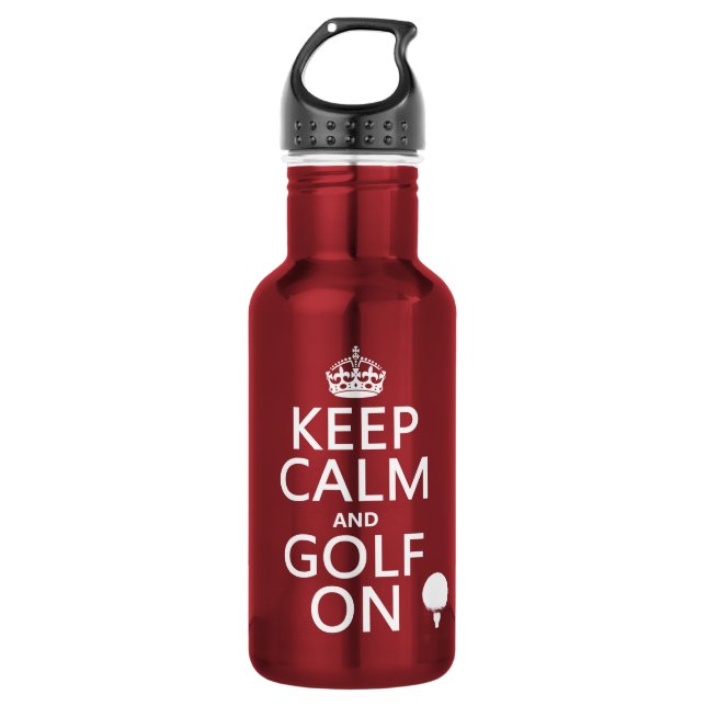 Behalten Sie die Ruhe und Golf an - verfügbar in Trinkflasche (Vorderseite)