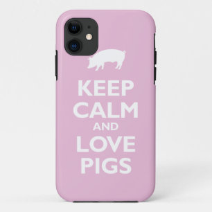 Behalten Sie die Ruhe-und Liebe-Schweine iPhone 11 Hülle