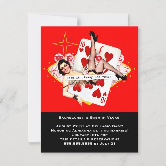Behalten Sie es nobles Las Vegas Bachelorette Einladung (Vorderseite)