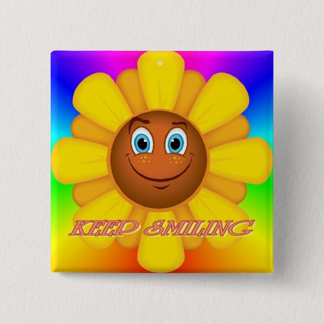 Behalten Sie lächelnden Sonnenblume-Knopf Button (Vorderseite)