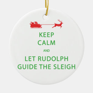 Behalten Sie Ruhe gelassenen Rudolph-FührerSleigh Keramik Ornament