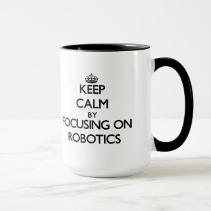 Behalten Sie Ruhe, indem Sie auf Robotik sich Tasse