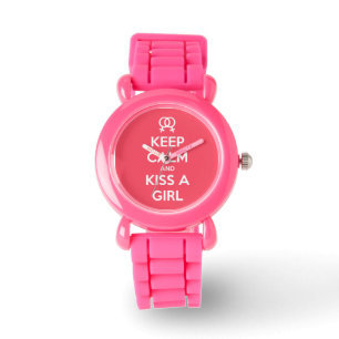 Behalten Sie Ruhe u. küssen Sie eine Mädchen-Uhr Armbanduhr