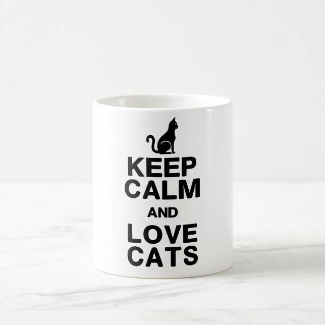 Behalten Sie Ruhe-u. Liebe-Katzen-Tasse Kaffeetasse (Mittel)