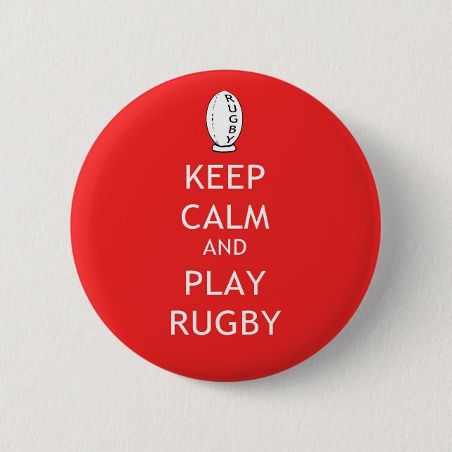 Behalten Sie Ruhe-u. Spiel-Rugby Button (Vorderseite)