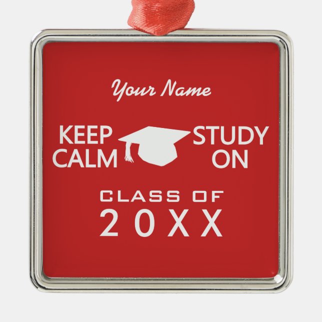 Behalten Sie Ruhe u. studieren Sie auf Silbernes Ornament (Vorne)