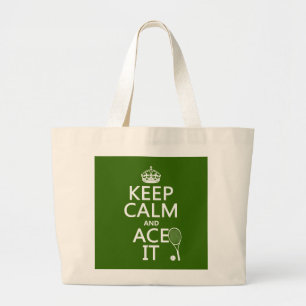 Behalten Sie Ruhe und Ace sie (Tennis) (in Jumbo Stoffbeutel