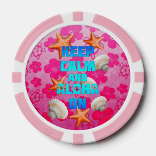Behalten Sie Ruhe und Aloha an Pokerchips