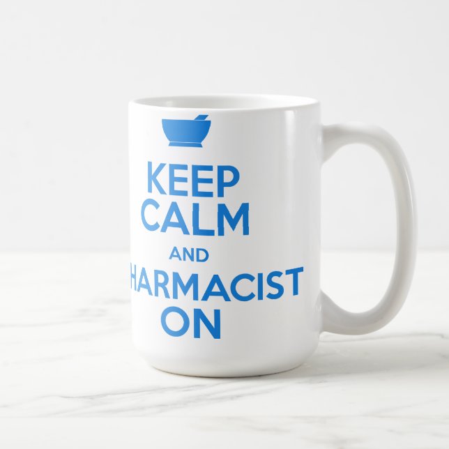 Behalten Sie Ruhe und Apotheker auf Tasse (Rechts)