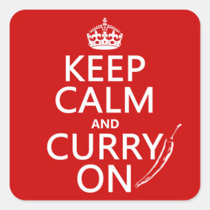 Behalten Sie Ruhe und Curry an Quadratischer Aufkleber