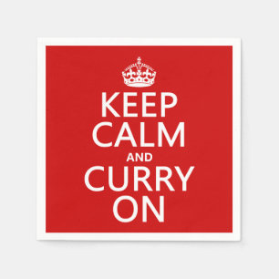 Behalten Sie Ruhe und Curry an Serviette