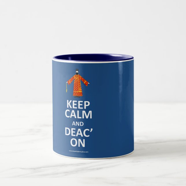 Behalten Sie Ruhe und Deac'on Zweifarbige Tasse (Mittel)