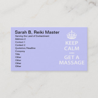 Behalten Sie Ruhe und erhalten Sie eine Massage Terminkarte