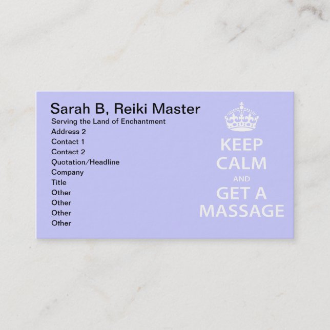 Behalten Sie Ruhe und erhalten Sie eine Massage Terminkarte (Vorderseite)