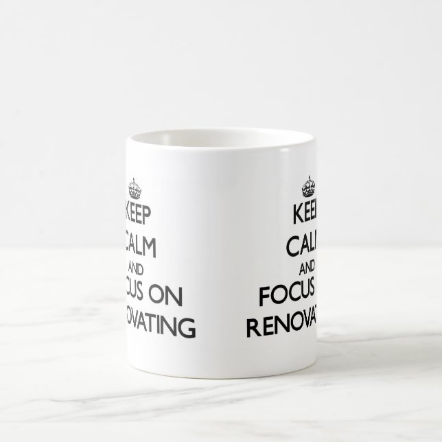 Behalten Sie Ruhe und Fokus auf der Erneuerung Kaffeetasse (Mittel)