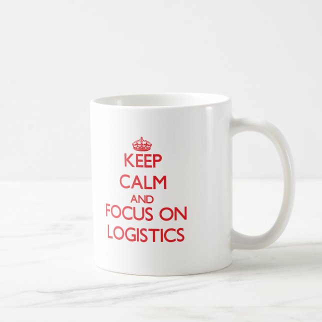 Behalten Sie Ruhe und Fokus auf Logistik Kaffeetasse (Rechts)
