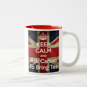 Behalten Sie Ruhe und fragen Sie für Tee Zweifarbige Tasse