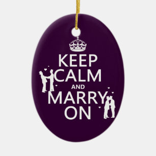 Behalten Sie Ruhe und heiraten Sie auf Keramik Ornament