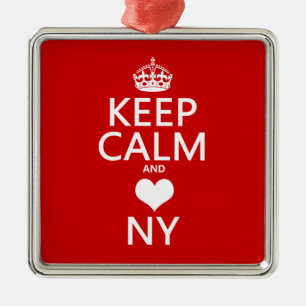 Behalten Sie Ruhe und Herz New York Silbernes Ornament